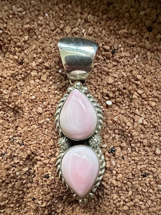 Pink Opal Double Drop Pendant, by Robert Shakey - Turquoise Mustang
