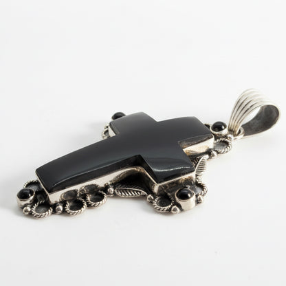 The Primrose Cross Pendant in Black Onyx - Turquoise Mustang