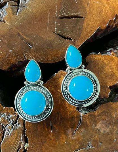 The Rain Lily Teardrop Post Earrings - Turquoise Mustang