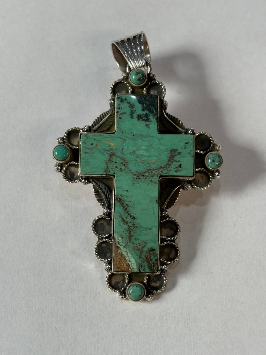The Primrose Cross Pendant - Turquoise Mustang