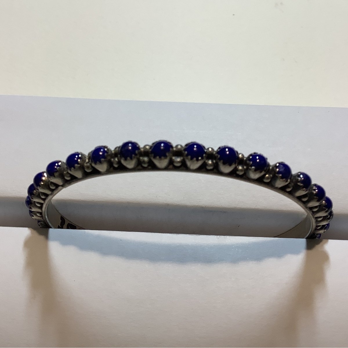 Bangle, Tiny Round Lapis 32 stone, GP/SRY (1) - Turquoise Mustang