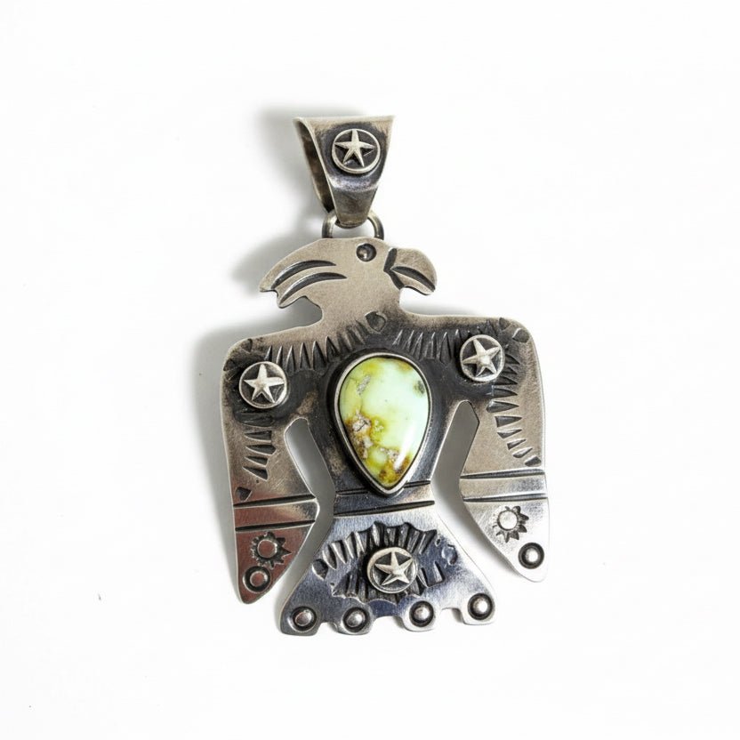 Palomino Variscite Thunderbird Pendant, Chimney Butte Studios - Turquoise Mustang