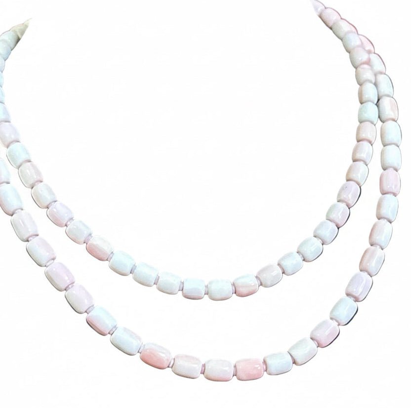 18” (19”) Pink Conch Barrel Bead Necklace - Turquoise Mustang