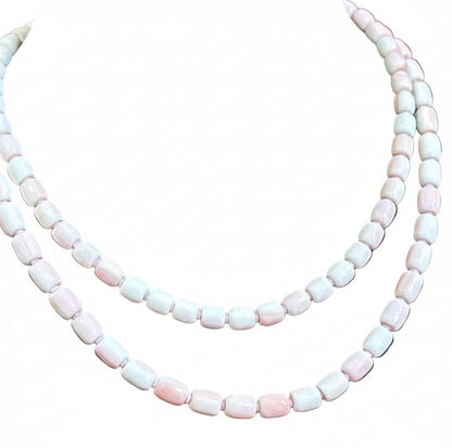 18” (19”) Pink Conch Barrel Bead Necklace - Turquoise Mustang