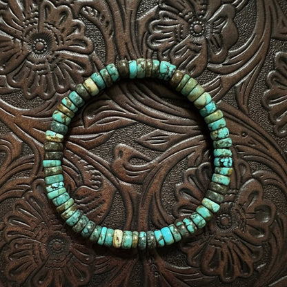 6mm Blue Cloud Mountain Turquoise Stretch Bracelet (6.5”–8”) - Turquoise Mustang