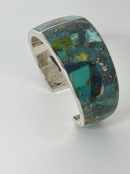 Mixed Mine Mosaic Inlay Cuff, GL Studio - Turquoise Mustang