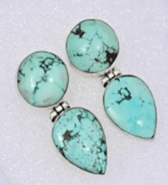 The Verbena Hinged Post Earrings - Turquoise Mustang