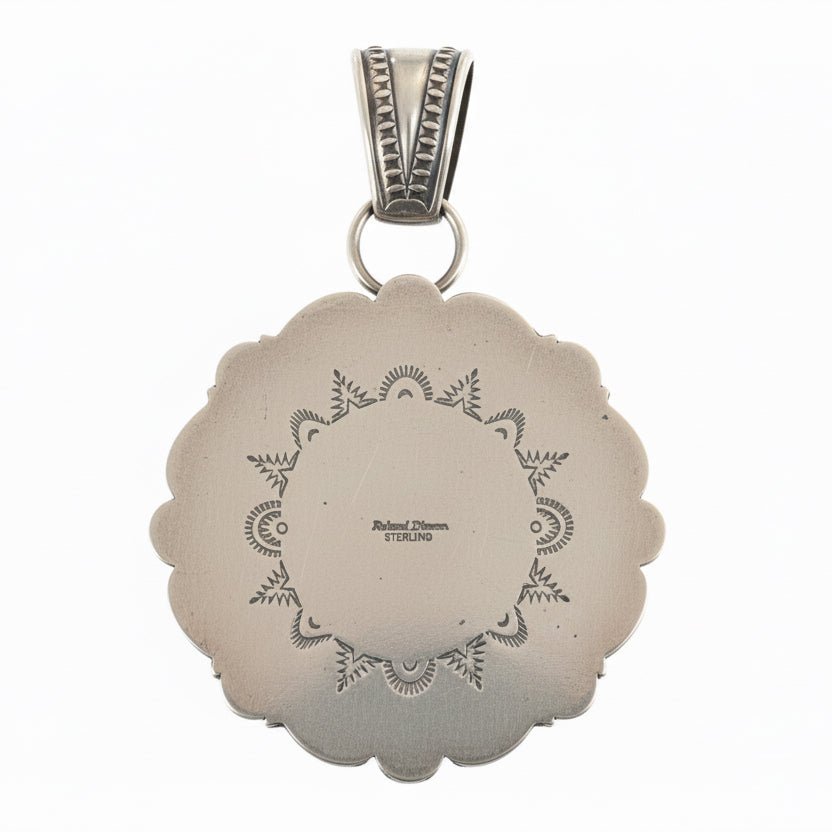 Monumental Purple and Orange Spiny Oyster Shield Pendant, Roland Dixon - Turquoise Mustang