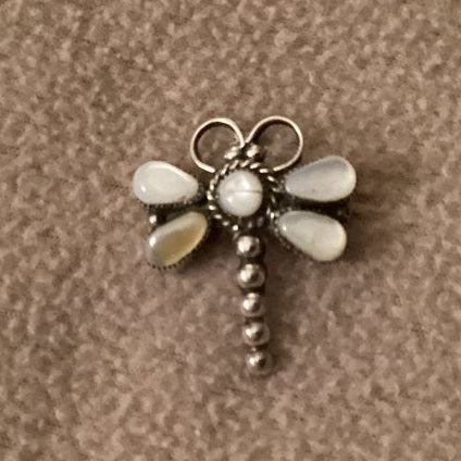 Mother of Pearl Dragonfly Pendant in Sterling Silver, MA Hallmark - Turquoise Mustang