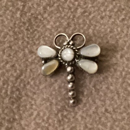 Mother of Pearl Dragonfly Pendant in Sterling Silver, MA Hallmark - Turquoise Mustang
