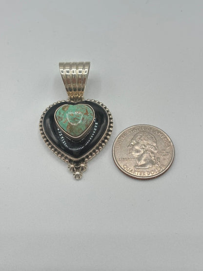The Forget - Me - Not Heart Pendant - Turquoise Mustang
