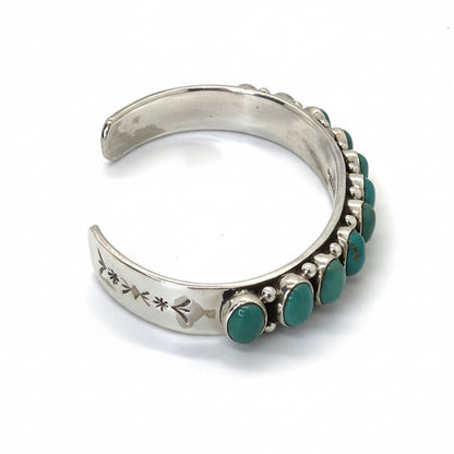 Green Turquoise 11 - Stone Oval Cuff Bracelet, Dan Dodson - Turquoise Mustang