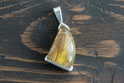 Golden Rutilated Quartz Freeform Pendant by TM - Turquoise Mustang