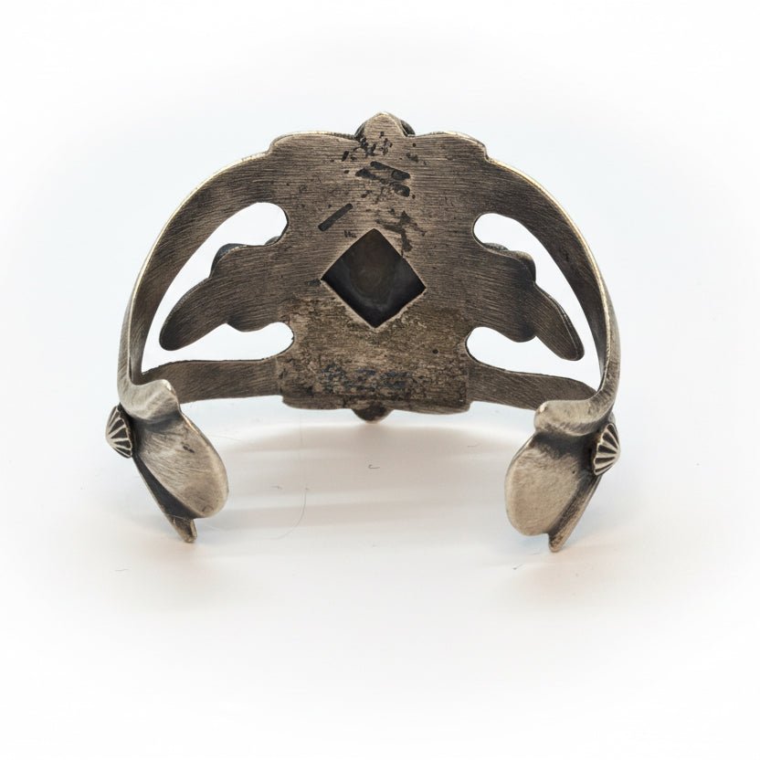 Orange Spiny Oyster Tufa Cast Florissant - style Cuff Bracelet, Chimney Butte - Turquoise Mustang