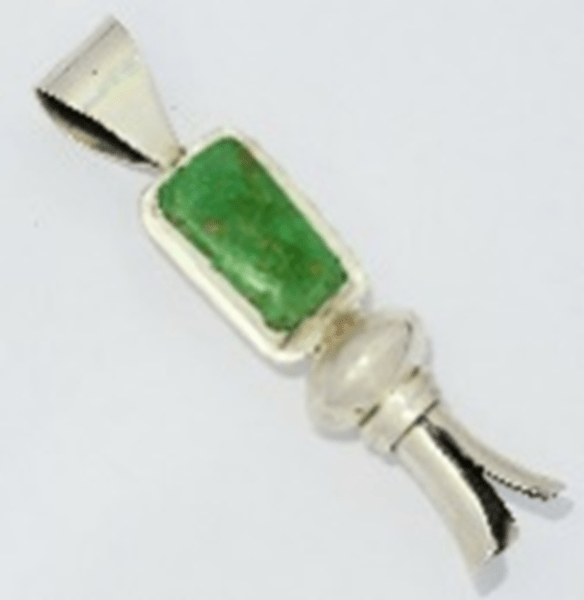 The Laude Rectangular Squash Blossom Pendant - Turquoise Mustang