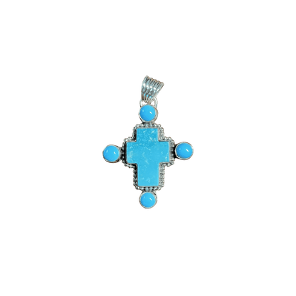The Cardinal Flower Cross Pendant - Turquoise Mustang