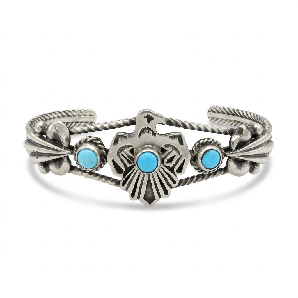 Kingman Petite Thunderbird Cuff, Darrell Morgan - Turquoise Mustang