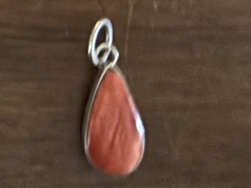 Pendant, Teardrop, Orange Spiny, Dan Dodson - Turquoise Mustang