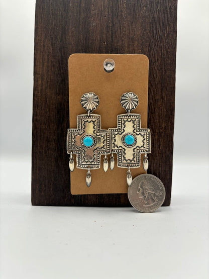The Blue - Eyed Mary Earrings - Turquoise Mustang