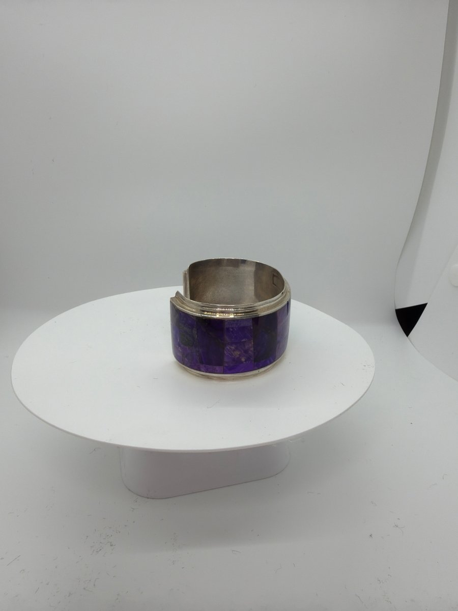 Sugilite and Turquoise Mosaic Inlay Cuff Bracelet, Henry Sam - Turquoise Mustang
