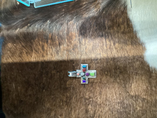 Multi Stone Cross Pendant - Turquoise Mustang
