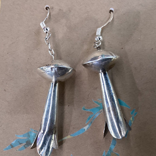 Earrings, Saucer top squash blossom, light, DD - Turquoise Mustang