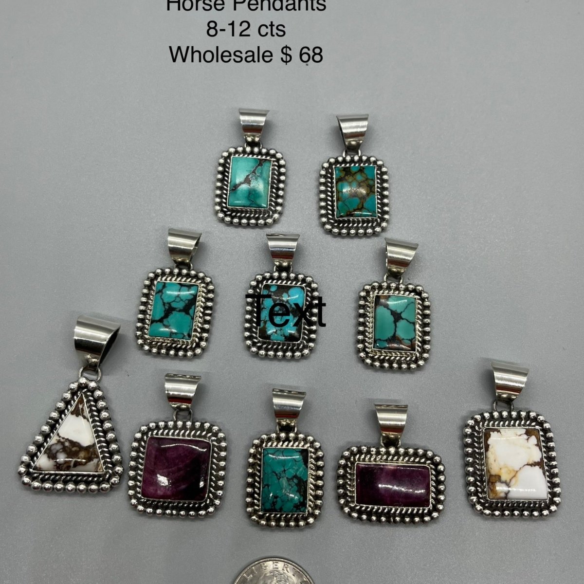 Pendant, small single stone Number 8, Royston, Ceremonial Wild Horse, Mary Spencer (1) - Turquoise Mustang