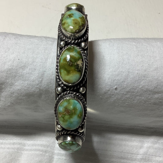 Bracelet, 5 - Stone Oval Sonoran Gold, Roland Dixson - Turquoise Mustang