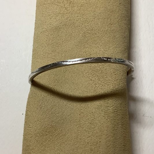 Bangle, stamped, square wire, eyelash, Elaine Tahe - Turquoise Mustang