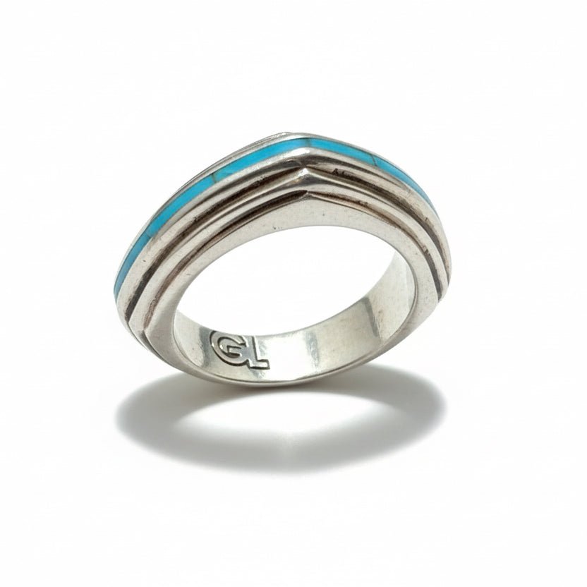 Inlay Stacker Turquoise Ring, Size 5.5 GL Studios - Turquoise Mustang