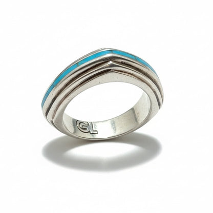Inlay Stacker Turquoise Ring, Size 5.5 GL Studios - Turquoise Mustang