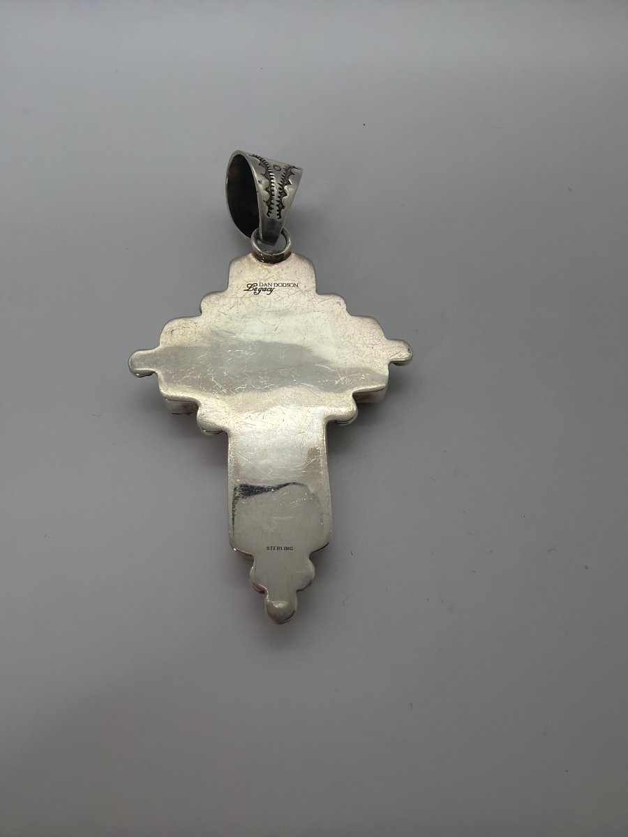 The Sunflower Cross Pendant in Wild Horse Magnesite - Turquoise Mustang