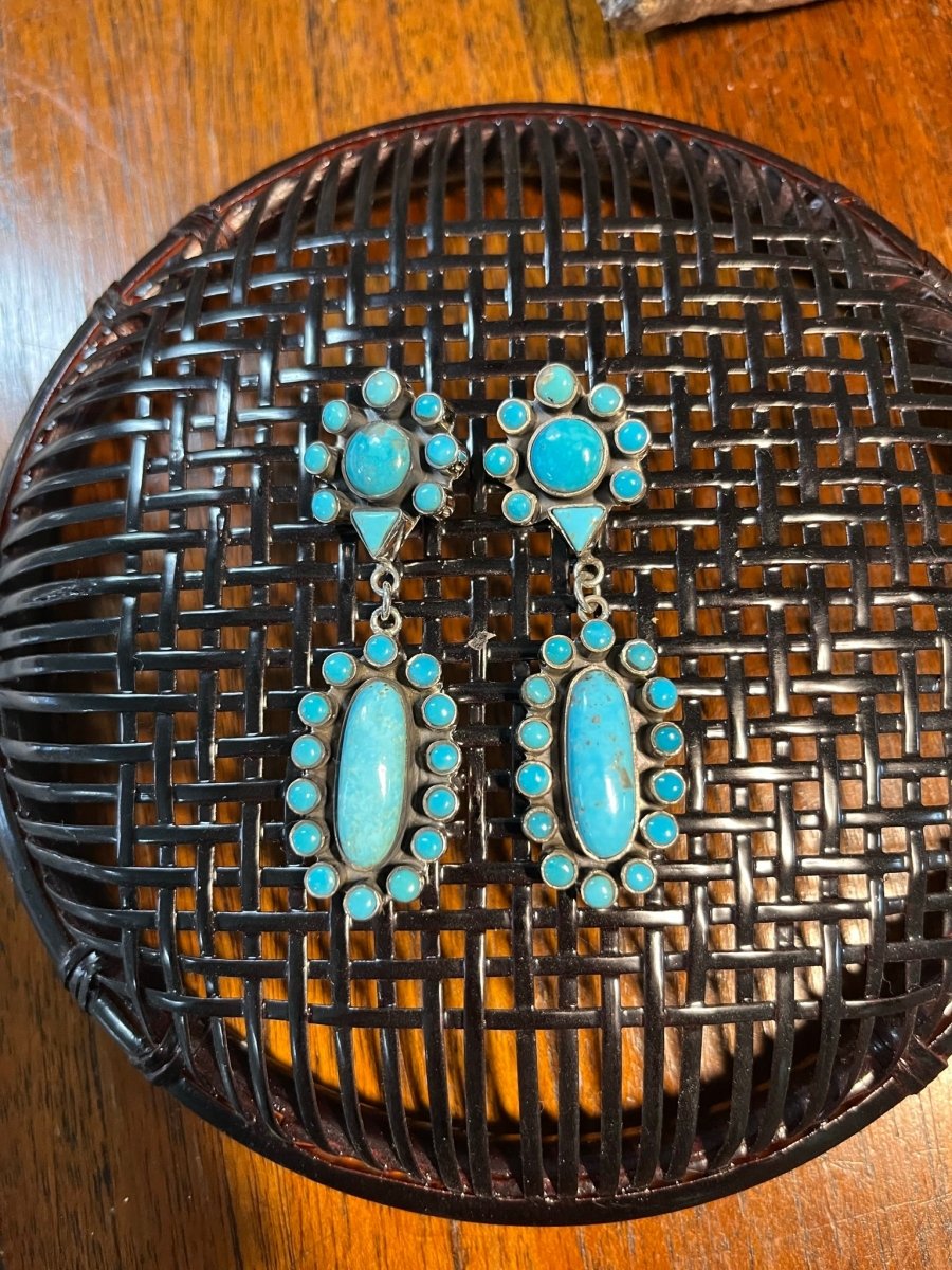 The Powderpuff Wide Earrings by Turquoise Mustang — Multiple Stones - Turquoise Mustang