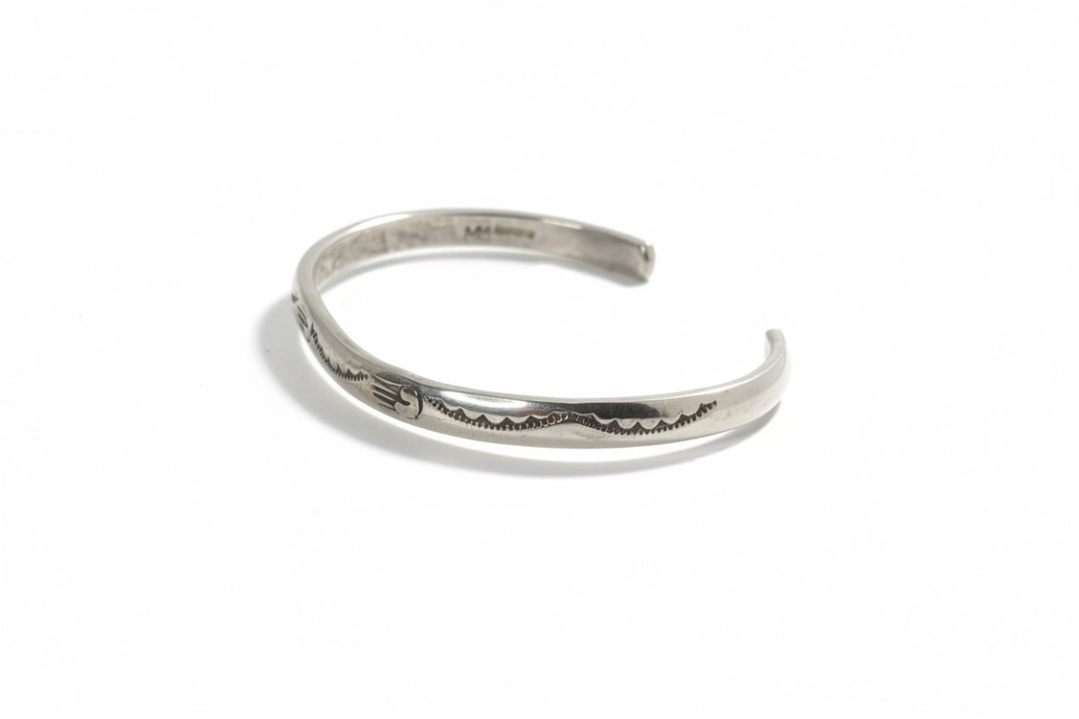 Petite Vintage Thunderbird Stamp Sterling Silver Cuff Bracelet, MM - Turquoise Mustang