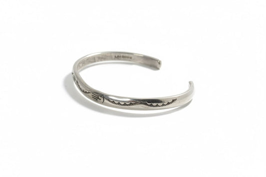 Petite Vintage Thunderbird Stamp Sterling Silver Cuff Bracelet, MM - Turquoise Mustang