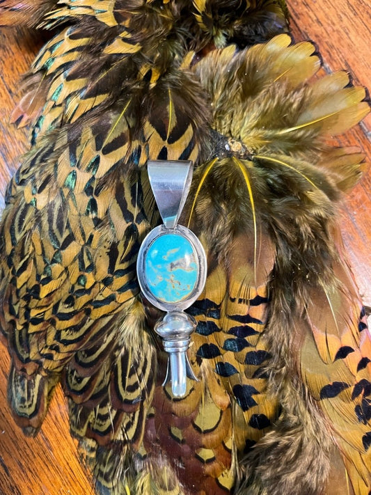 The Oval Squash Blossom Pendant - Turquoise Mustang