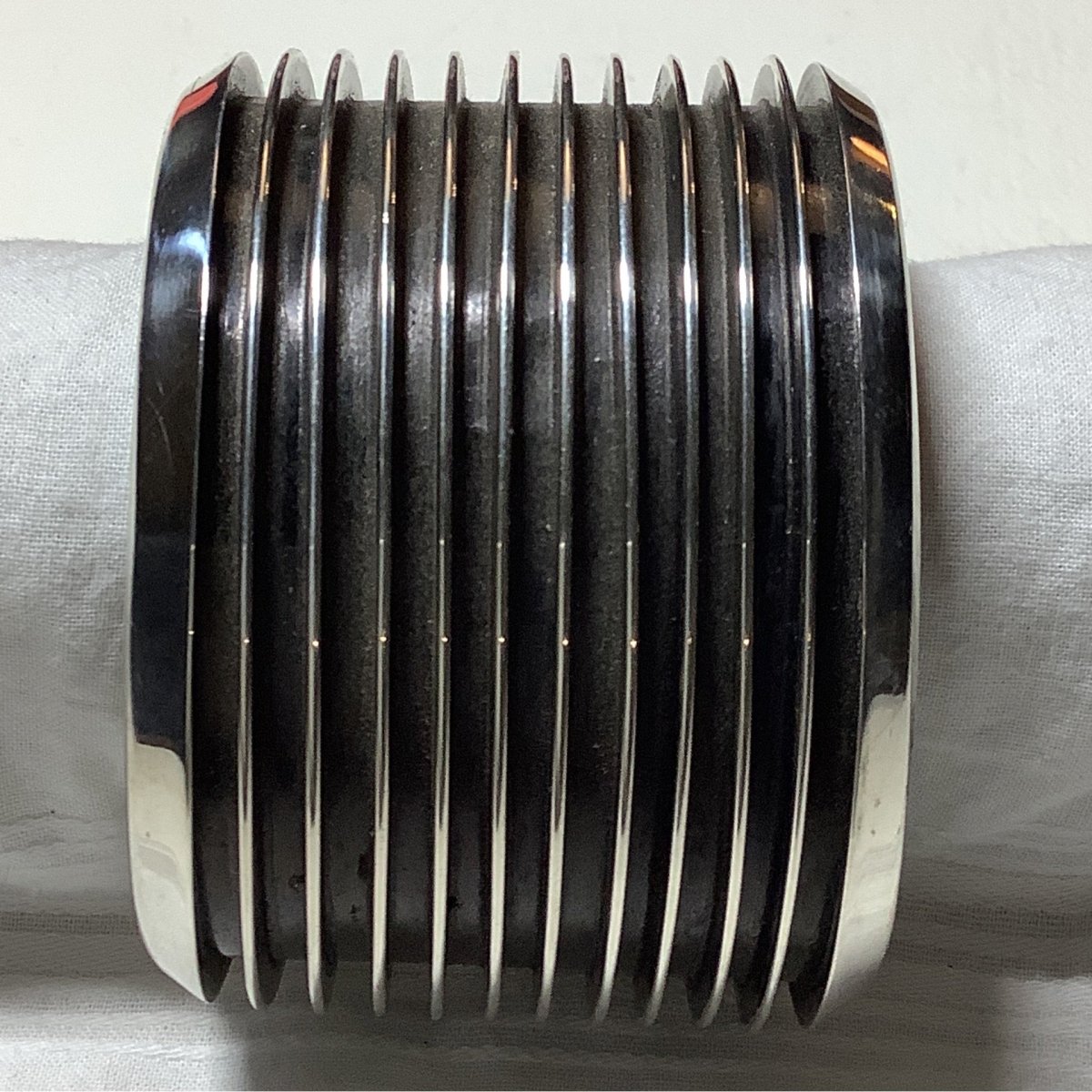 Contempo all silver cuff, by Tom Hawk - Turquoise Mustang