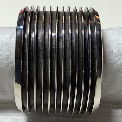 Contempo all silver cuff, by Tom Hawk - Turquoise Mustang
