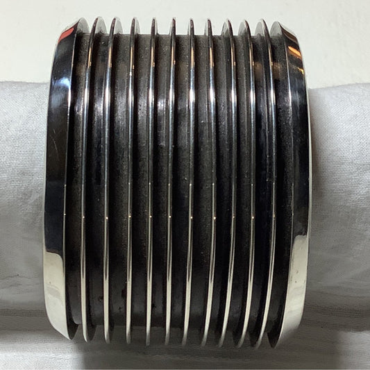 Contempo all silver cuff, by Tom Hawk - Turquoise Mustang