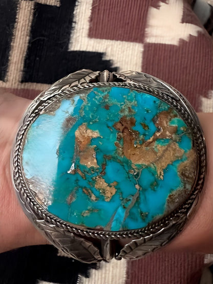 Natural Royston Mega Cuff, by Tully Kee - Turquoise Mustang