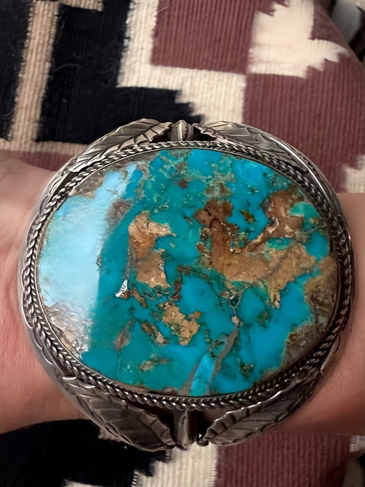 Natural Royston Mega Cuff, by Tully Kee - Turquoise Mustang