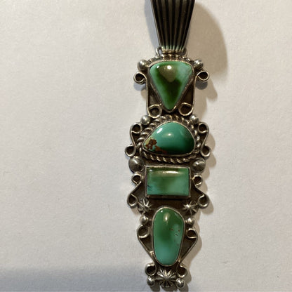 Pendant, Petite Royston 4 - Stone Drop, Rope and wire Bezel, Geneva JA - Turquoise Mustang