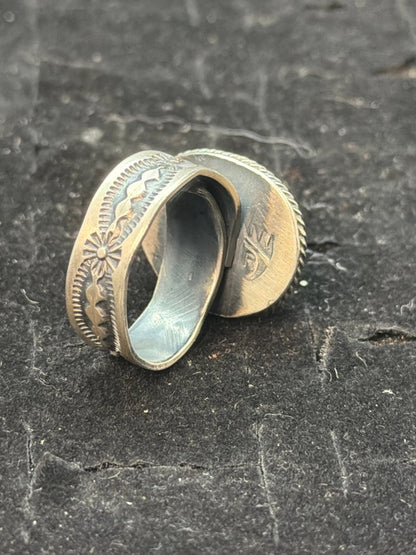 Golden Hills Freeform Ring, Adjustable by Benny Ramone - Turquoise Mustang