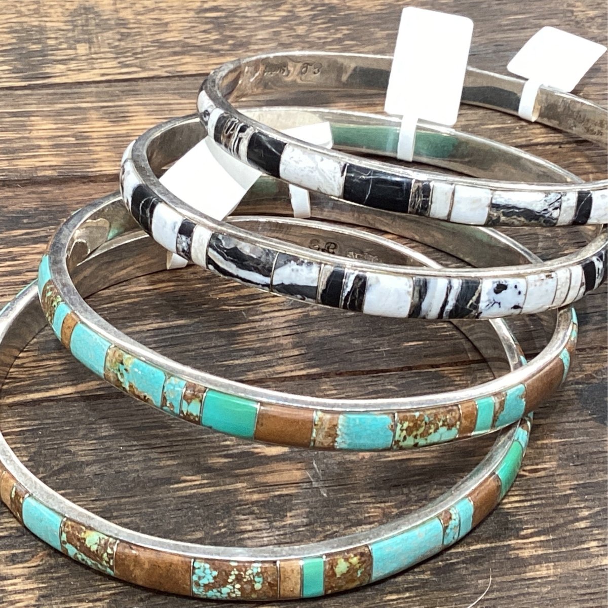 Bangle, White Buffalo or Number 8 Turquoise, L&W - Turquoise Mustang