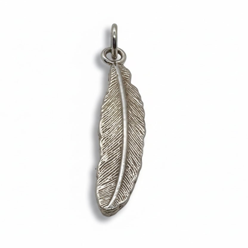 Sterling Silver Feather Pendant Charm - Turquoise Mustang