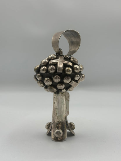Raindrops & Crosses Squash Blossom Pendant - Turquoise Mustang