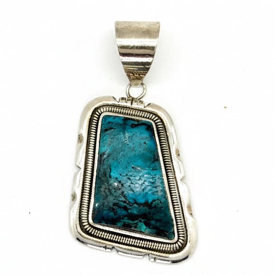 Greeley Rhombus Pendant in Ceremonial Kingman Turquoise - Turquoise Mustang