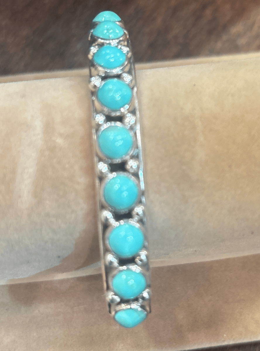 Bracelet, 9 stone Round Lapis Cuff, DD - Turquoise Mustang
