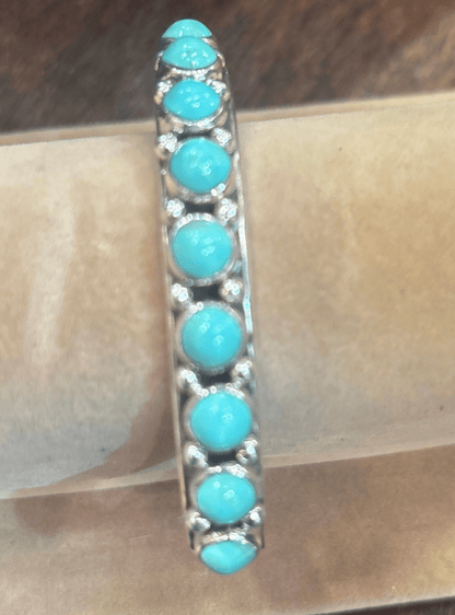 Bracelet, 9 stone Round Lapis Cuff, DD - Turquoise Mustang