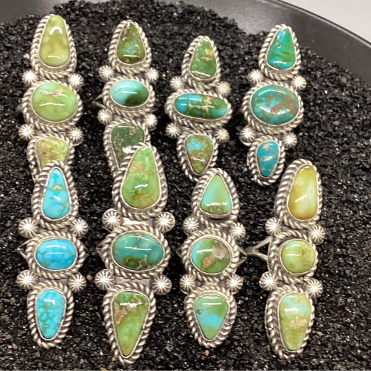Ring, Asst. 3 stone Stone Royston and Sonoran Gold, Robert Shakey - Turquoise Mustang